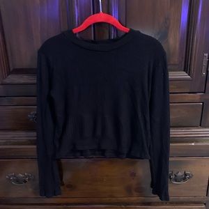 Black cotton long sleeve top
